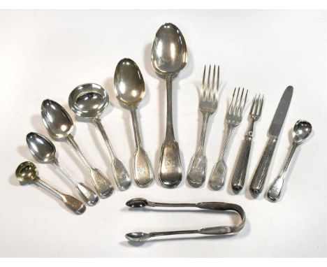 A 53-piece set of Victorian silver flatware with 34 additions, mark of Chawner &amp; Co. (George William Adams), London marke