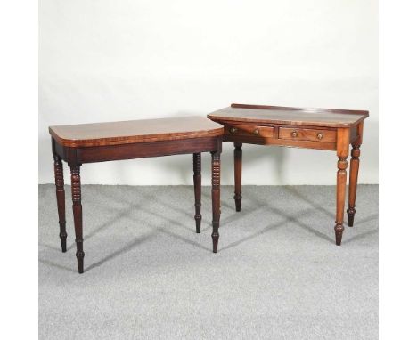 A Victorian mahogany side table, with an associated rosewood top, 91cm, together with a Regency mahogany and ebony strung car