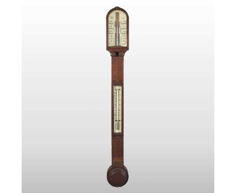 An early 20th century cased stick barometer, by Negretti &amp; Zambra of London, with a plaque inscribed for Rothamsted Exper