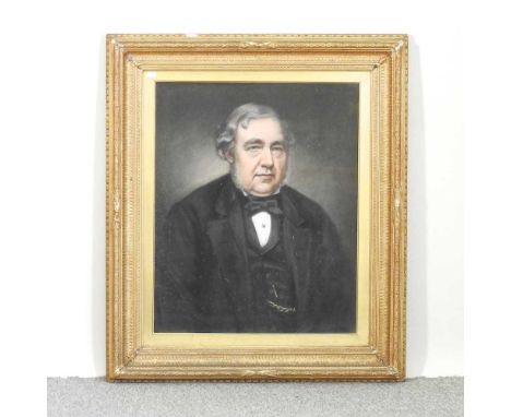 English school, 19th century, a half-length portrait of a gentleman, pastel on paper, 67 x 52cm, in an ornate gilt frame