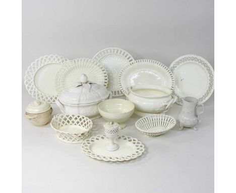 A collection of 18th century and later creamware, to include WedgwoodCondition report: Jug is salt glazed and tip of tail on 