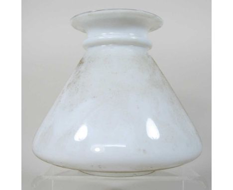 An opaque glass oil lamp shade, with a clear glass base, 19cm highCondition report: 10cm aperture