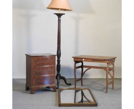 An early 20th century Globe Wernicke folding oak side table, 81cm, together with a reproduction chest of small proportions, a