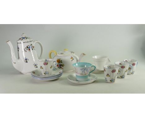 A collection of Shelley items to include: Various cups &amp; saucers, globe shaped teapot in Rose Floral sprays etc. 