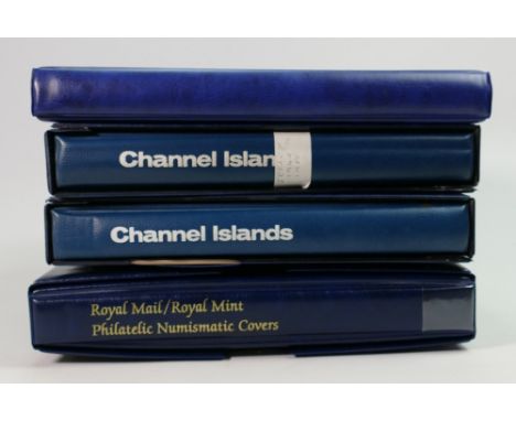 A collection of Channel Islands Stamps: Including 6 albums of commemorative and first issue stamps from Guernsey and Jersey f