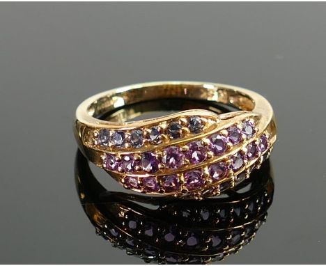 9ct gold Amethyst cluster ring, QVC brand new and boxed.size O, 2.8g. 