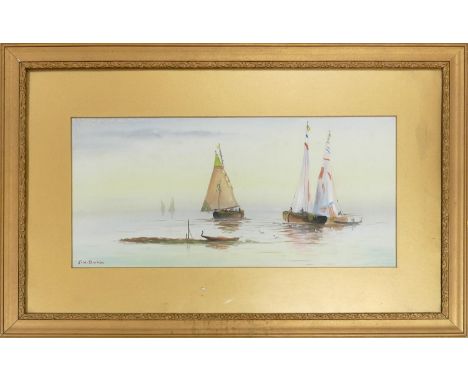 J H Bull (British 19thC) Framed Seascape: 21cm x 46cm, frame size 42cm x 67cm 