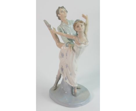 Nao figure group of ballet dancers: 1983 "Dancing on a Cloud" ballet couple Pas de Deux, height 31cm. 