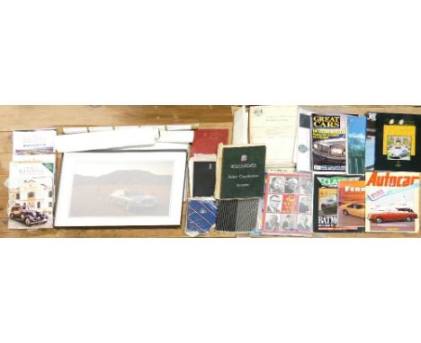 A collection of Rolls Royce related items to include: Calendars, booklets, pamphlets, brochures, books, tie &amp; wallet etc.