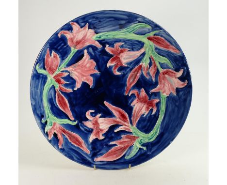 Lise B. Moorcroft Experimental Poole Pottery trial plate: Dated 2003, decorated with Day Lilies, diameter 40cm. 