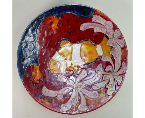 Lise B. Moorcroft Experimental Poole Pottery trial plate: Dated 2000, decorated with Clown fish, diameter 41cm. 