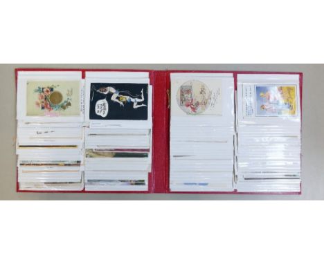A collection of vintage postcards: including comical, black &amp; white etc (approx 100) 