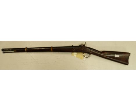 Two band military carbine rifle: with patch box and engraved lock. 