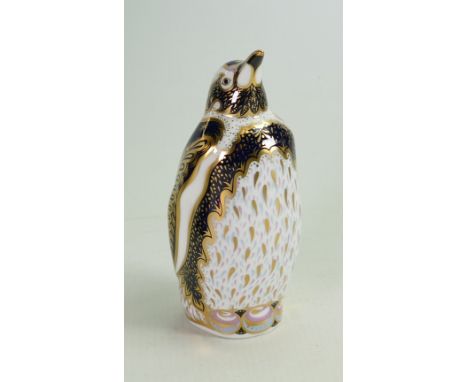 Royal Crown Derby paperweight Galapagos Penguin: From the endangered species range for Sinclair's, limited edition 248/1000. 