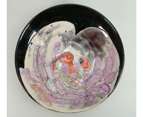 Lise B. Moorcroft Experimental Poole Pottery trial plate: Dated 2003, decorated with Clown fish, unglazed back, diameter 36cm