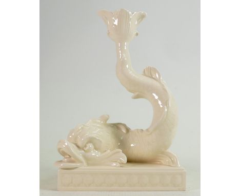 Wedgwood Creamware candlestick: Modelled as a grotesque fish, height 25cm. 