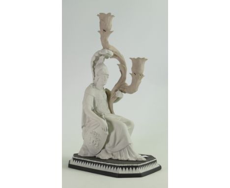 Wedgwood tri colour Jasperware limited edition double candlestick The Minerva Candlestick: Height 35cm with certificate. 