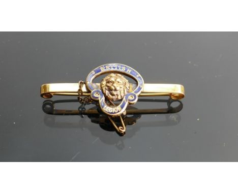 Vintage 9ct gold British Legion enamelled brooch: 6.4g. 
