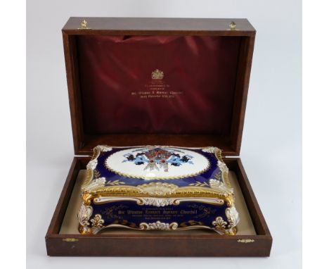 Winston Churchill cigar casket created by Paragon china: Complete with cedar lined interior &amp; inner lid, original present
