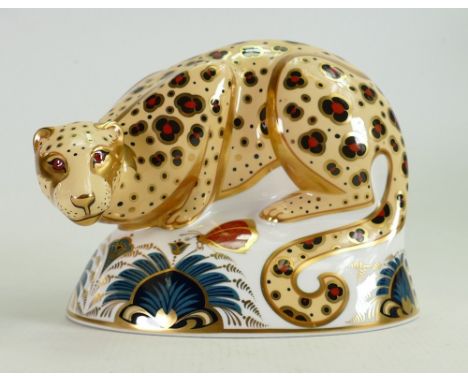 Royal Crown Derby paperweight Savannah Leopard: From the endangered species range for Sinclairs, limited edition 248/1000.  S