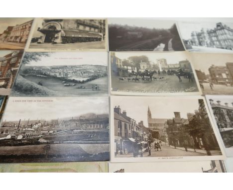 Large quantity of postcards 1910 to 1940: Estimated at 1200 plus cards, subjects include local Stoke on Trent street and othe