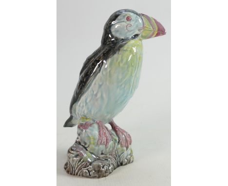 Beswick early model of a Puffin on rock 618: Unusual light blue and natural glaze. 