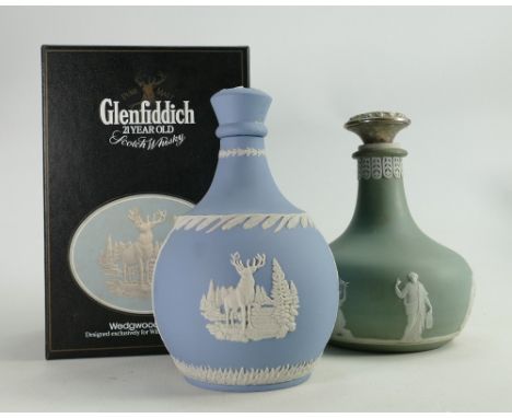 Wedgwood boxed Glenfiddich Whisky decanter and one other: Boxed decanter together with 19th Century Wedgwood Dipped Green Jas