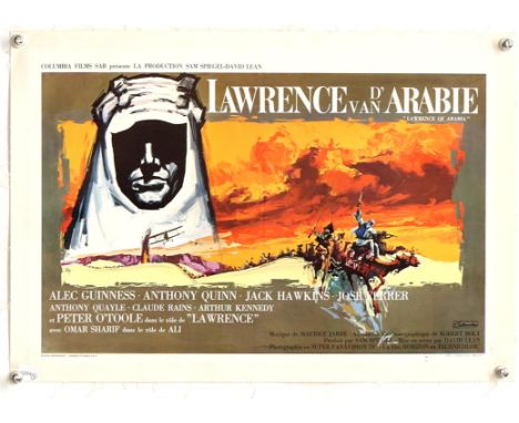Lawrence of Arabia (R-1970's) Belgian film poster, artwork by Raymond 'Ray' Elseviers, starring Alec Guinness, linen backed, 