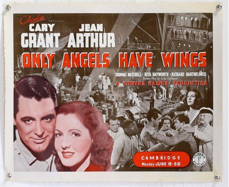 Only Angels Have Wings (R-1940's) Film poster starring Cary Grant, Jean Arthur and Rita Hayworth, linen backed, 24 x 20 inche