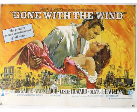 Gone With the Wind (R-1969) British Quad film poster with poster art by Howard Terpning, folded, 30 x 40 inches. 