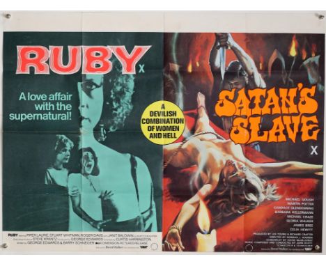 Three 1970's Double Bill British Quad film posters for Ruby / Satan's Slave, Grave of the Vampire / Tomb of the Undead, and S