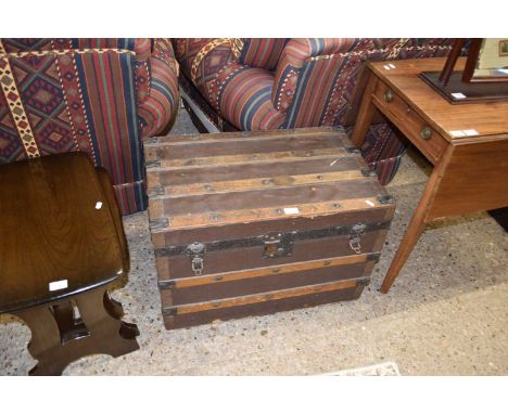 Canvas and wooden bound trunk