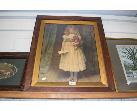 Reproduction portrait of a child with a bouquet