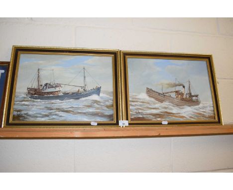 A pair of fishing scenes by K W Hastings, oil on board, framed
