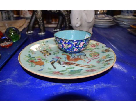 Small Chinese Cloisonne enamel bowl with floral decoration