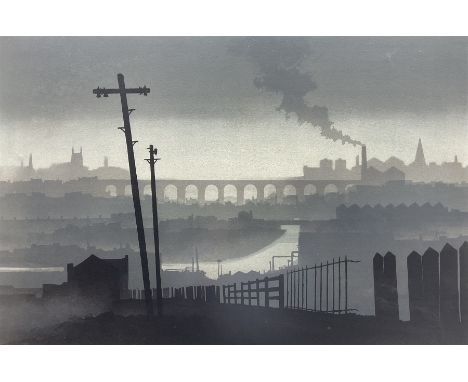 Trevor Grimshaw (Northern British 1947-2001): 'The Viaduct', limited edition lithograph signed and numbered 149/150 in pencil