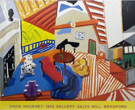After David Hockney (British 1937-): 'Montcalm Interior at Seven O'Clock', exhibition poster for Salts Mill, Bradford pub. 18