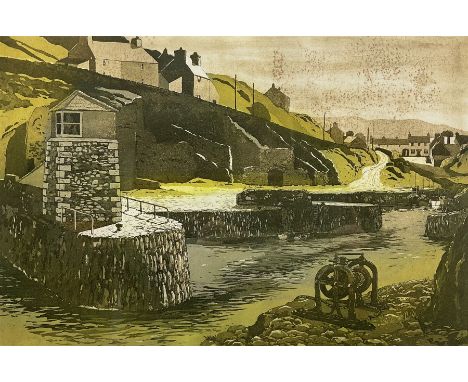 Keith Andrew (British 20th Century): 'Amlwch Port' Wales, trial proof etching with aquatint signed and titled, 30cm x 44cm 