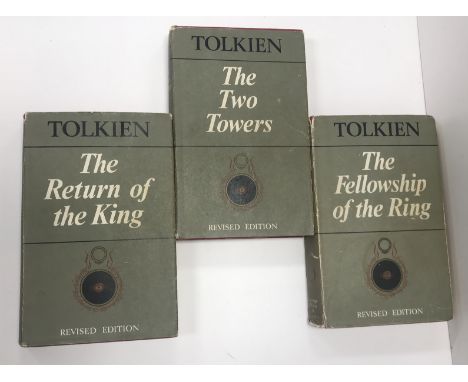 J R R TOLKIEN "The Lord of the Rings in Three Volumes Revised Edition", including "The Fellowship of the Ring", "The Two Towe