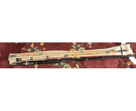 A late Victorian stained wooden, possibly hickory, two piece boat rod, 9' 3", for H. Whitty late Edmondson Liverpool, stamped