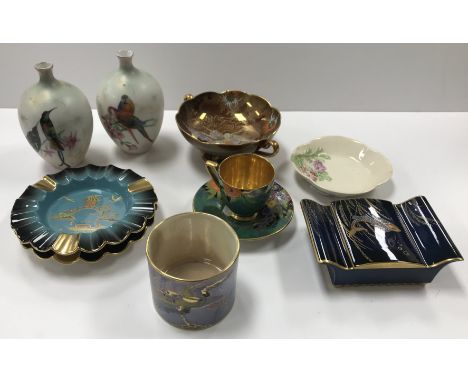 A small collection of Carltonware china to include a Rouge Royale kingfisher set twin handled dish, a similar decorated blue 