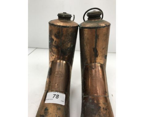 Two Army & Navy CSL copper boot flasks, 23 cm long x 19 cm high