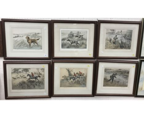 AFTER HENRY WILKINSON "Pointers in a landscape" limited edition No. 23/150, signed and numbered in pencil to the mount, impre