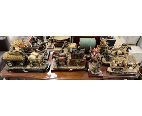 A Leonardo Collection horse and cart figure "Any Old Iron", 32.5 cm long, an Academy Collection "Coke / Coal trailer with two