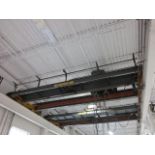 7 12/ Ton 22' Span Bridge Crane with Over Mounted Shaw Box 7 1/2 Ton Hoist