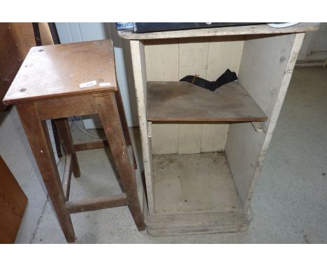 Small country style bar stool and a pine shelf unit (2)