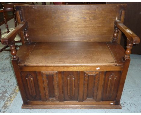 Oak monks bench with folding top and lift up bench seat