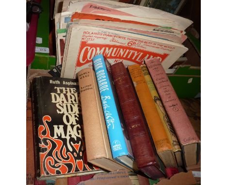 Small selection of sheet music and a box of first edition books inc 'The Mary McClure Golden Story Book', 'Down With Skool' b