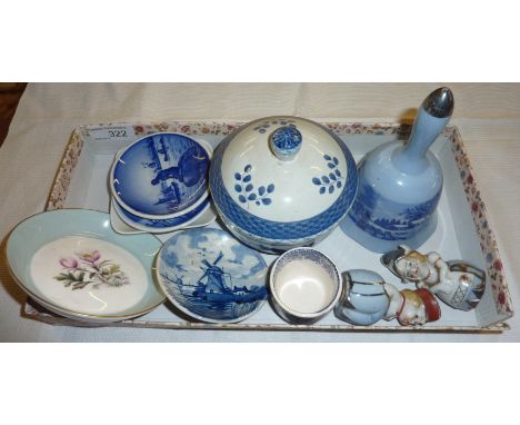Selection of decorative ceramics inc Royal Worcester pin dish, Royal Copenhagen dishes etc