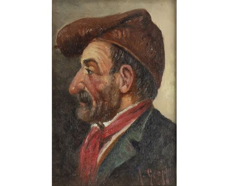ANTONIO GREPPI (ITALIAN 1722 - 1799), PORTRAIT OF A GENTLEMAN WITH HAT oil on panel, signed 16cm x 10cm Framed and under glas